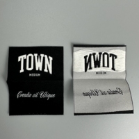 Étiquettes tissées personnalisées en polyester et coton satiné de haute qualité pour vêtements, étiquettes de taille et de col avec logo sur mesure