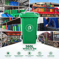 Poubelle industrielle robuste de 360 L, écologique, avec couvercle, en HDPE, pour l'élimination des déchets d'usine et d'entrepôt