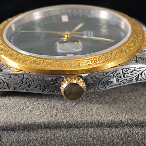 Reloj de Lujo Personalizado de 2 Tonos, Plata y Oro, con Flor de Loto, para <span class=keywords><strong>Hombre</strong></span>, Automático, Mecánico, Resistente al Agua, con Números Romanos, Regalo para Fiesta - Product Image 2