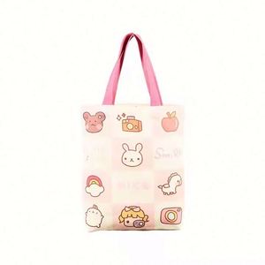 Natural Extra Large <b>Canvas</b> <b>Tote</b> Bag Custom Cartoon Pattern Stylish Reusable Shoulder Shopping Gift with Logo Printing - Product Image 3