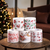 Papier toilette en rouleau standard en pâte de bois vierge douce Langqiao, origine Shandong, logo de Noël imprimé, proposé à prix avantageux