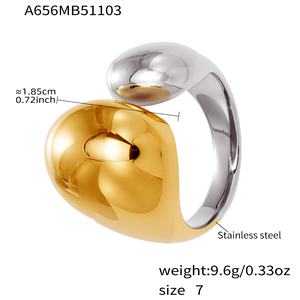 <span class=keywords><strong>Anillo</strong></span> <span class=keywords><strong>de</strong></span> <span class=keywords><strong>Pareja</strong></span> <span class=keywords><strong>en</strong></span> Forma <span class=keywords><strong>de</strong></span> Gota <span class=keywords><strong>de</strong></span> Acero Inoxidable Simple y Elegante para Mujer, Joyería <span class=keywords><strong>de</strong></span> <span class=keywords><strong>Promesa</strong></span> <span class=keywords><strong>de</strong></span> Boda, Regalo Dorado - Product Image 3