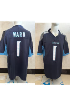 Vente en gros de maillots de football américain cousus Nouvelle saison #8 <span class=keywords><strong>Levis</strong></span> #1 Ward Tennessee Titans Maillots de broderie - Product Image 3