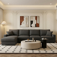 Ensemble de canapés modulaires en forme de L, 6 places, style nuage italien, avec housses lavables pour salon