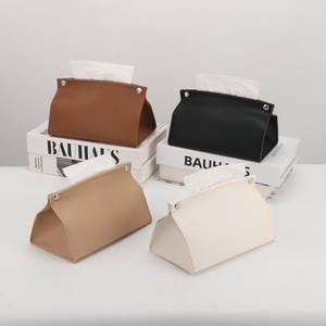 Boîte à mouchoirs en cuir moderne, autoportante, multifonctionnelle, pour la maison et le bureau, disponible en blanc, marron, kaki et noir - Product Image 1