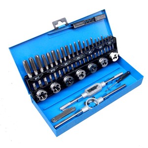 Tap And Die Set 32 Piece M3 M4 M5 M6 M8 M10 M12 Metal Box For Thread Repair And Cutting - Product Image 4
