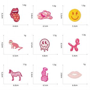 แผ่นปะลายปักรูปหน้ายิ้มลายเสือดาวสีชมพู ลายแว่นกันแดด ลายตาแมว สำหรับตกแต่งเสื้อผ้าและกระเป๋า - Product Image 3