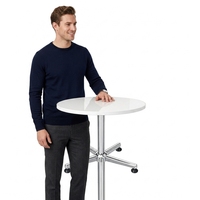 Höhenverstellbarer Runder Bartisch 60cm Tischplatte 70 bis 110cm Chrom-Sternfuß für Zuhause Küche Café Bistro Esszimmer Cocktail