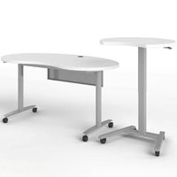 Nouveau design combinant bureau d'enseignant et armoire, mobilier de bureau réglable en hauteur, table rotative en bois cintrée avec roulettes