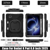 Étui robuste antichoc pour tablette Redmi K Pad 8.8" 2025 avec béquille rotative intégrée et sangle de maintien