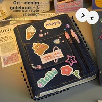 Carnet en jean vintage style américain, album de cartes DIY non relié à quatre grilles, trousse à crayons grande capacité haut de gamme pour fille Y2K