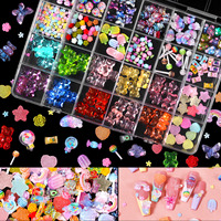Adorable Kit de Breloques 3D Ours Arc-en-ciel Sucette pour Nail Art, Fleur, Accessoires de Manucure DIY, Strass en Résine et Décorations en Acrylique pour Ongles