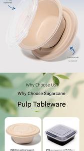 Conteneur alimentaire rond en bagasse personnalisé avec logo imprimé, compostable, pour restaurant, restauration rapide, salade, boîte à lunch, repas - Product Image 3