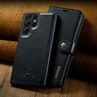 Flip Wallet Couverture de Téléphone PU En Cuir Détachable Noir Aimant Téléphone Cas pour Samsung S24 Ultra