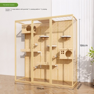 Gatto esterno di lusso Villa Super grande spazio in legno massello gabbia per gatti con lega di alluminio di lusso animale modello - Product Image 3