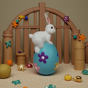 ของตกแต่งสวนกลางแจ้งรูปสัตว์สมัยใหม่ งานฝีมือพลาสติกสร้างสรรค์ รูปปั้นกระต่าย - Product Image 3