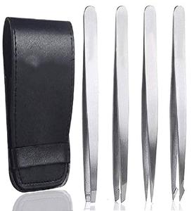 Stainless Steel Luxury Eyebrow Tweezers Slant Tip Pointed & Straight Styles for Facial & Ingrown Hairs Plucking Splinter Tweezer - Product Image 2
