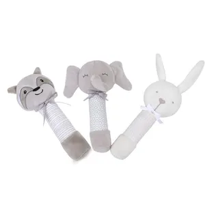 Baby Plush Animals Rattles Soft Stuffed Hand Bell Plush Toy With Squeaker B066