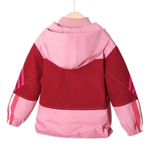 Veste <span class=keywords><strong>parka</strong></span> à capuche coupe-vent décontractée 2 en 1 pour filles - Fermeture éclair Couleur rose Bloc de couleur Doublure rembourrée amovible - Product Image 5