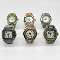 Jam tangan cincin Retro, jam tangan cincin kecil, jam tangan kuarsa elastis, merek baja, Punk Vintage, cincin Mini lama
