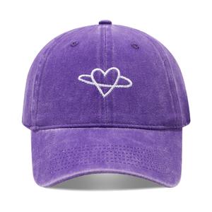 Gorra de béisbol vintage lavada con corazón bordado para mujer y hombre, gorra suave ajustable estilo papá, gorra casual para exteriores, protección solar, OEM - Product Image 3