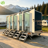 Remorque Sanitaire Goeasy avec Chauffe-Eau, Climatiseur et Ventilateur d'Extraction pour 5 Stations, Portes, Toilettes Mobiles et Urinoirs