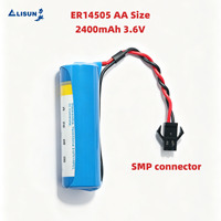 Batterie primaire certifiée CE ER14505 3,6 V 2400 mAh avec connecteur SMP AA Li-SOCl2 non rechargeable