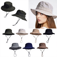 Chapeau de pêche en polyester imperméable OEM, vente chaude, logo personnalisé, séchage rapide, protection UV, unisexe, pour la pêche et la randonnée en extérieur