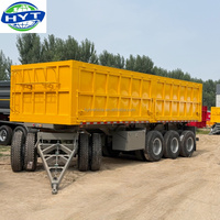 Remorque benne à 4 essieux avec timon, capacité 40-60 tonnes, avec plateau rotatif pour le transport minier et de sable, prix usine