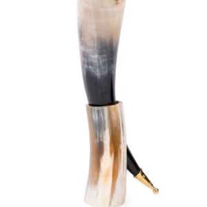 Pièce maîtresse à pointe dorée en corne de buffle naturelle avec support 12 pouces décoration de la maison décor de ferme parfait pour les cadeaux - Product Image 1