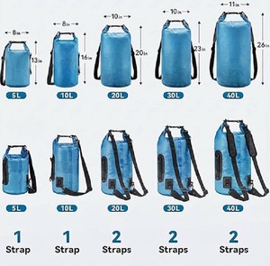 Translucent Lightweight Dry <b>Bag</b> See Through Roll Top Waterproof Sack Adjustable Backpack Strap Kayaking Camping Hiking Fishing - Product Image 2