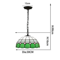 12 pouces Tiffany vitraux lampes minimaliste méditerranéen vert fait à la main lustre chambre restaurant lustres décoratifs