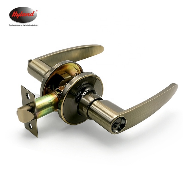 Heavy Duty Security Lever Handle Door Lock Zinc Alloy Tubular Entry Lockset with Keys Anti-Theft OEM Antique Brass Apartment Use