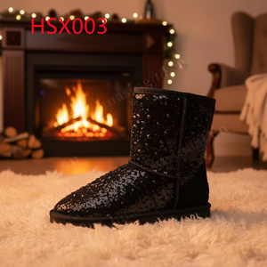 Botas de Nieve para Mujer HY, Diseño con Adornos de Diamantes, Cuero de Gamuza de Calidad, Anti-frío, Hua Singh, 8 Pulgadas, Botas de Invierno para Países Nórdicos HSX001 - Product Image 4