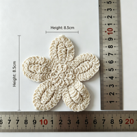 En stock, Patch fleur 5 pétales en coton blanc cassé, style crochet en fil épais, pour la décoration de vêtements, pinces à cheveux, sacs et artisanat DIY