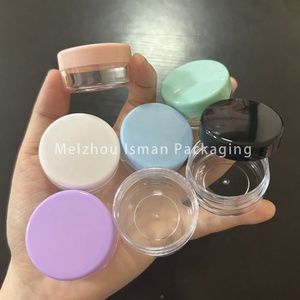 Contenants cosmétiques ronds en plastique transparent rose de 10 g ISMAN avec couvercles à vis pour soins de la peau, crème pour les yeux et poudre libre - Product Image 2