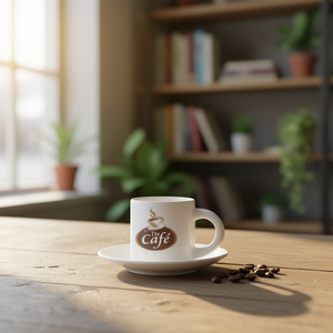 Tazza da Caffè in Ceramica Dr Cafe Bianca con Logo 120ml per Uso Quotidiano - Product Image 3