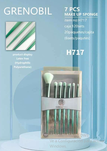 Ensemble de pinceaux de maquillage Grenobil 7 pièces, poils synthétiques vert mat dégradé, manche en plastique - Product Image 3