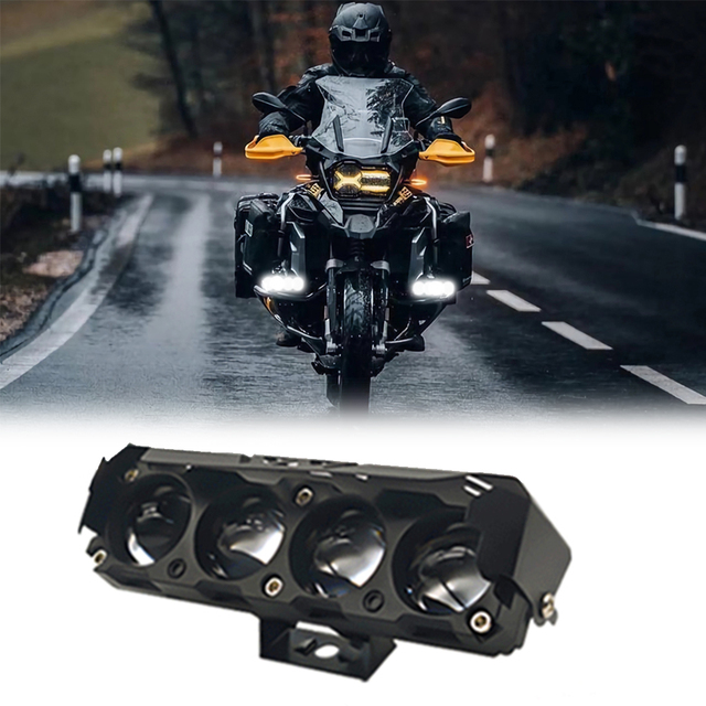 2/6 Lens LED Motorcycle Spotlight Headlamp High/Low Beam Floodlight Projector IP67 Front Light Dual Color Super Bright