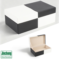 Boîte de rangement pour bijoux en cuir noir et blanc moderne, organisateur décoratif pour la maison, boîte de rangement pour la commode, décoration intérieure