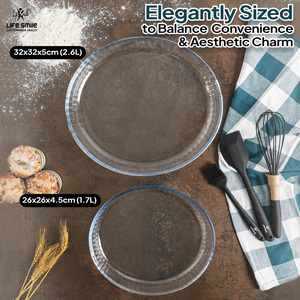 Bán Buôn Cao Thủy Tinh Borosilicate Nướng Món Ăn Lò Pan Set 1.7-2.6 Lít Trong Suốt Rang Chảo - Product Image 3