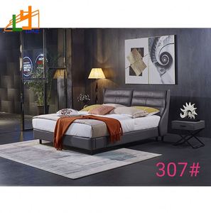 Muebles de dormitorio nórdicos sencillos y modernos, cama doble de cuero auténtico, de lujo - Product Image 3
