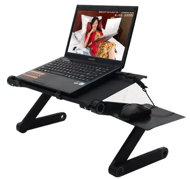 Fabrika fiyat alüminyum alaşım taşınabilir dizüstü masası masa standı, katlanır dizüstü standı masası Mouse Pad soğutma delikleri ile