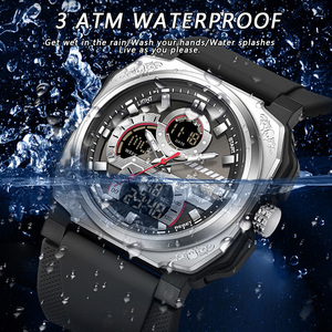 Reloj Digital Cuadrado SANDA 3356, Moderno Reloj de Pulsera para Hombre con Doble Pantalla, Reloj Electrónico Deportivo Casual Multifuncional a Prueba de Agua - Product Image 5