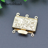 Connecteurs de bijoux rectangulaires en plaqué or 18K, haute qualité, Anti-décoloration, grande taille, fermoirs de boîte pour la fabrication de bracelets DIY