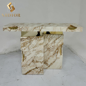 Consolle reale in marmo naturale di lusso nero marrone bianco Console d'<span class=keywords><strong>angolo</strong></span> tavolo <span class=keywords><strong>ingresso</strong></span> Villa mobili - Product Image 1