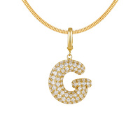 Collier personnalisé en or jaune 18 carats avec lettre, pendentif initial pavé de diamants de laboratoire, cadeau pour elle