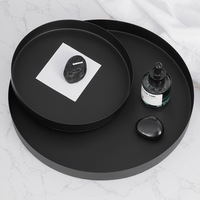 Plateau rond en fer forgé noir moderne Disque de rangement de luxe léger de style nordique pour bijoux Couloir cosmétique ou articles de thé