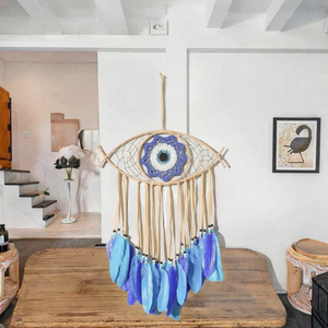 Atrapasueños de Ojo de Demonio Hecho a Mano, Decoración Moderna para el Hogar, Arte de Pared Metálico con Cuerda, Decoración de Pared Art Deco - Product Image 3