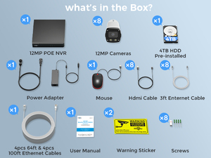 ระบบกล้องวงจรปิด Hiseeu 8 ช่อง 12MP Hybrid NVR พร้อมกล้องภายนอก 8 ตัว: มองเห็นในเวลากลางคืน, ตรวจจับด้วย AI, ทนทานต่อสภาพอากาศ IP67 รุ่น PK-8YHB812 - Product Image 6